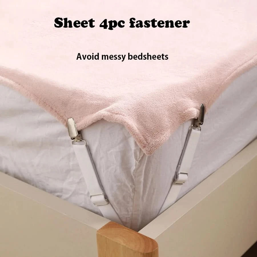 Bed Sheet Clips Adjustable Bed Sheet Holder Straps Set of 4 Elastic Fitted Bedding Clips Fasteners for Home Hotel