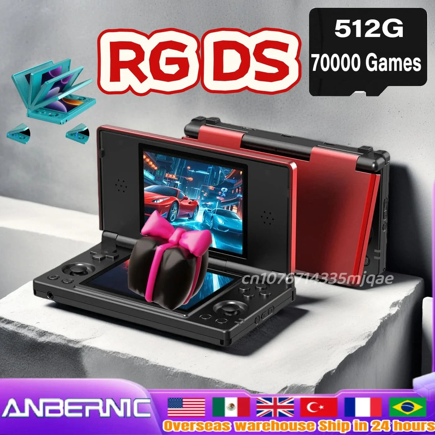 Anbernic RG DS Retro-Videospielkonsole Android 14 4 Zoll IPS Dual-Multitouch-Bildschirm Klappspielkonsole RGDS als Weihnachtsgeschenk