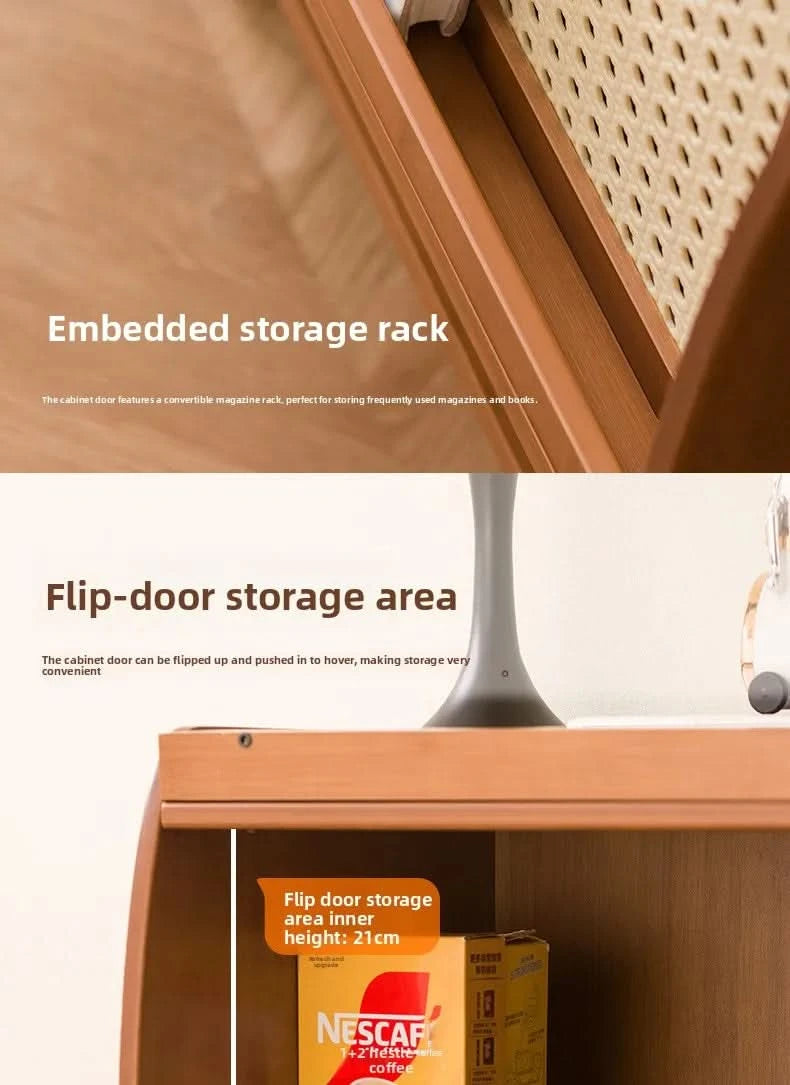 Minimally modern bamboo bedroom bedside table, living room small cabinet, small storage cabinet, household storage cabinet