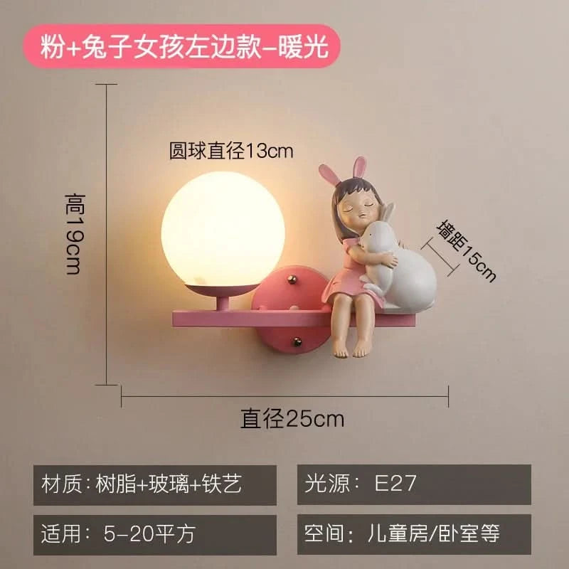 Children's Room Bedside Wall Lamp Girl Boy Wall Art Sconce Creative Cartoon Eye Protection Led Home Decoration Salon Home