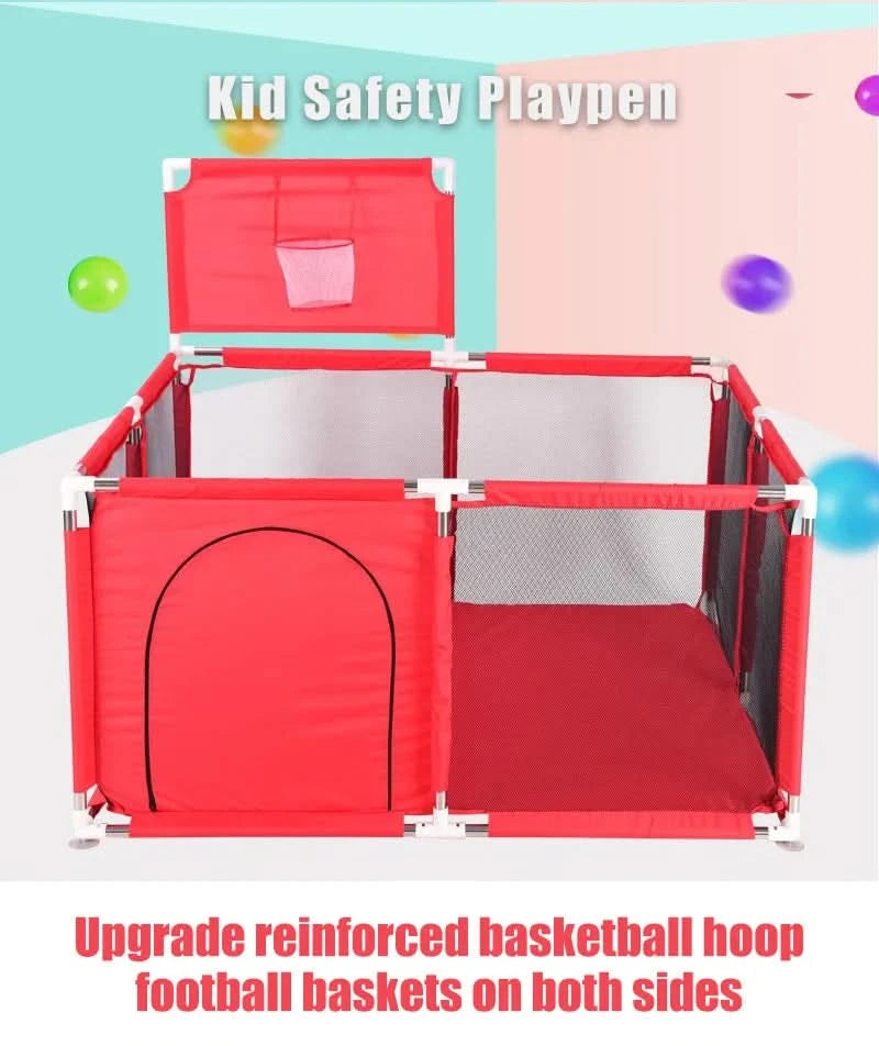 IMBABY Großer Kinderlaufstall für Kinder, Baby-Laufgitter, Cartoon-Laufgitter, Basketball-Aktivitätszaun