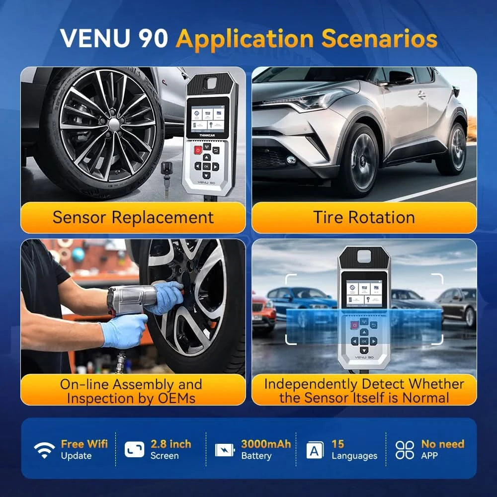 THINKCAR VENU 90 Car Tire Pressure Monitor WIFI Programming Diagnostic Tool Activate All Sensor Work On 315 433MHz DTCs