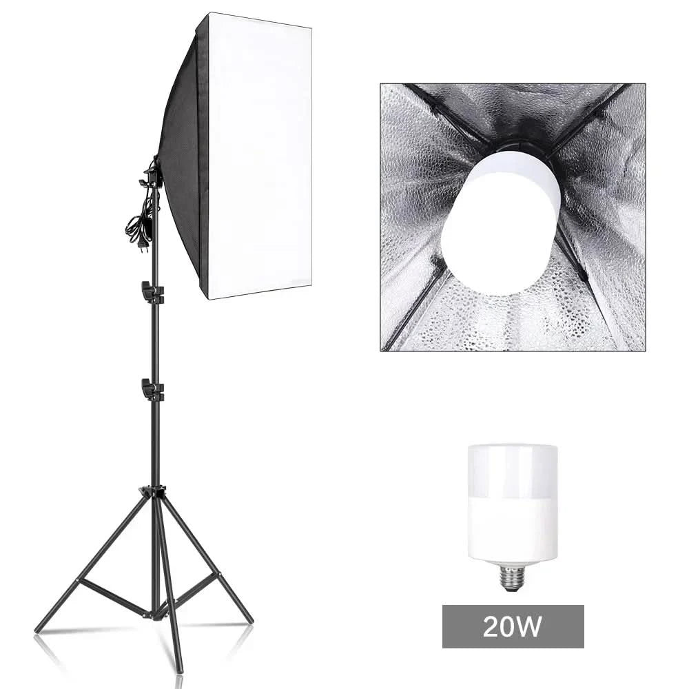 Studio-Kit Foto Softbox Lichtbox Beleuchtung Einzelne Led-Lampe mit Stativ Fotografie Shooting Soft Box Blitz E27 Zubehör