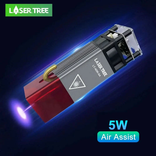 LASER TREE 5W Laser Module with Air Assist 10W High Power TTL Blue Light Laser Head for DIY CNC Laser Engraving Cutting Machine