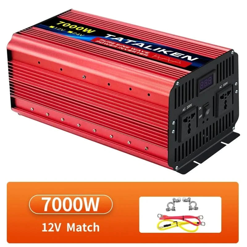 Inverter Pure Sine Wave DC12V/24V To AC 220V Voltage 7000W/8000W 50/60HZ Power Converter Solar Car Transformer With LED Display
