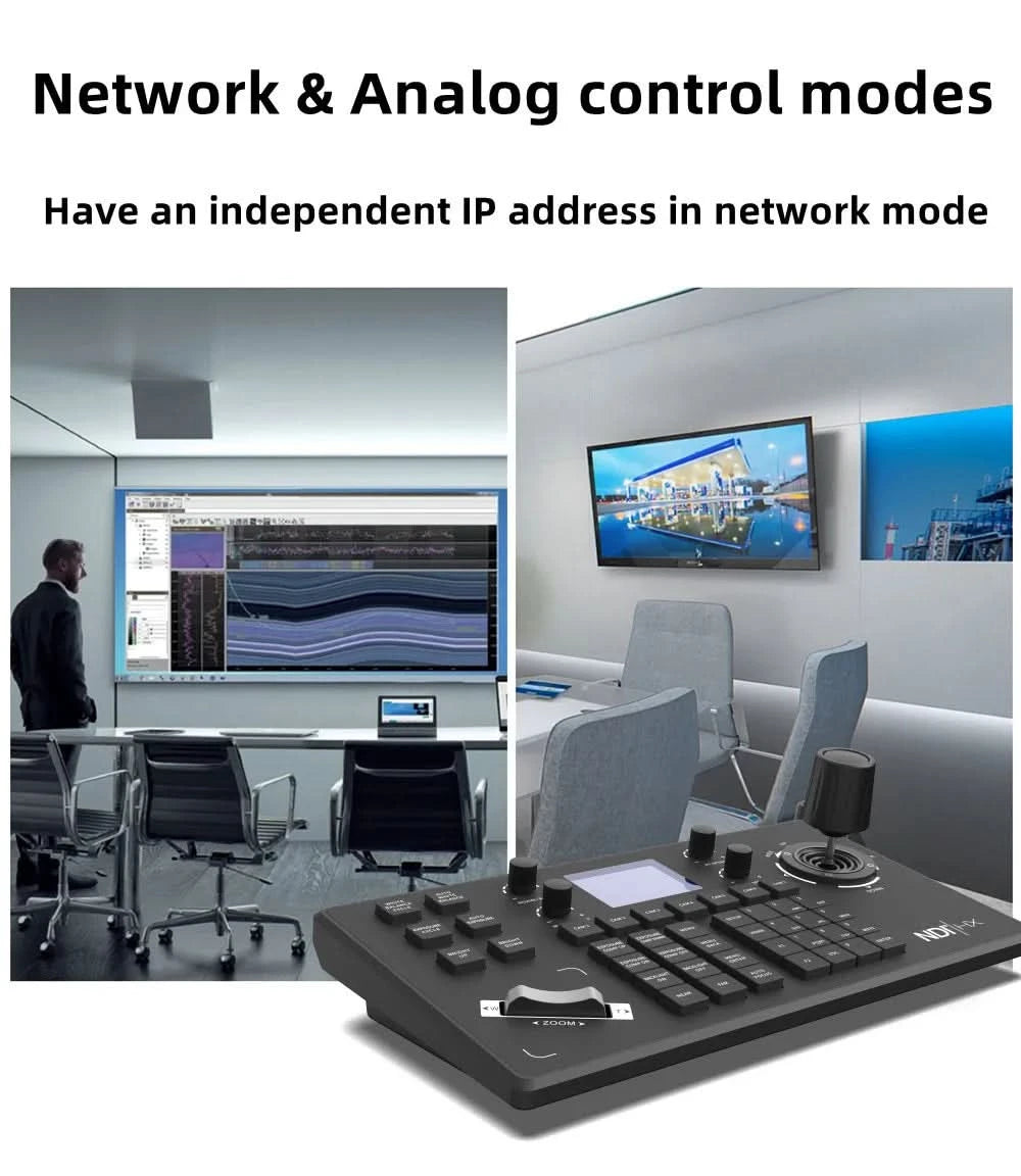 HCSTVCON NDI Joystick-Controller-Tastatur 3D-Controller Videokonferenz Kirchen-Livestreaming PTZ-Kamerasteuerung 255 Voreinstellungen