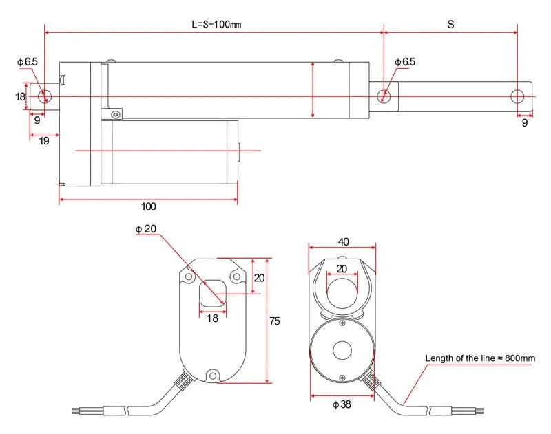 Linear actuator 300mm 250mm stroke 12V 24V linear actuator motor 100/300/500/700/1000/1200/1500N