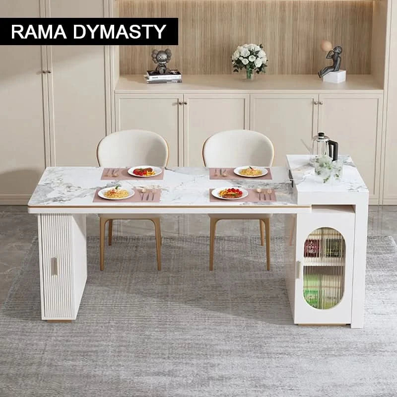 Rock Plate Dining Table Integrated Extendable Home Modern Light Luxury Dining Table With Storage Cabinet