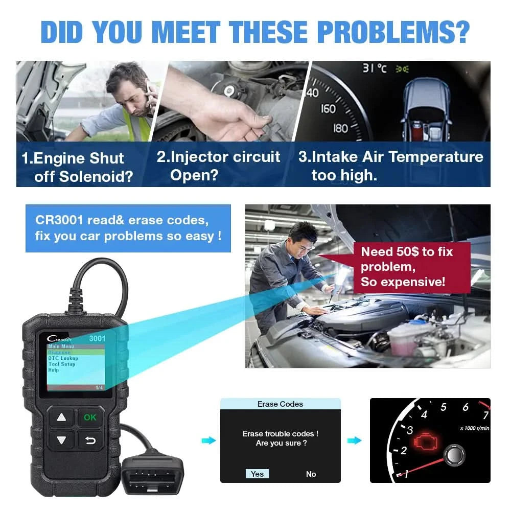 LAUNCH X431 CR3001 OBD2 Scanner Automotive Auto Full OBD2 Diagnosegerät Codeleser Scanner Kostenloses Update PK ELM 327