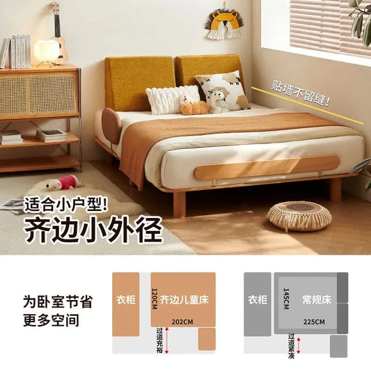 Boys and girls bed small apartment single bed 1.5 meters simple full solid wood tatami no bedside children's bed