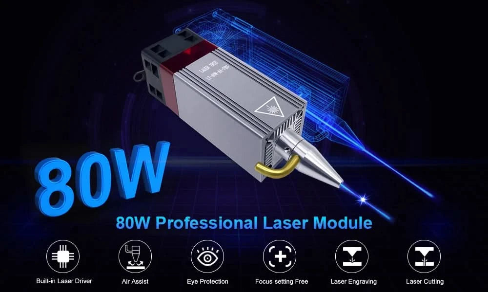 LASER TREE 5W Laser Module with Air Assist 10W High Power TTL Blue Light Laser Head for DIY CNC Laser Engraving Cutting Machine