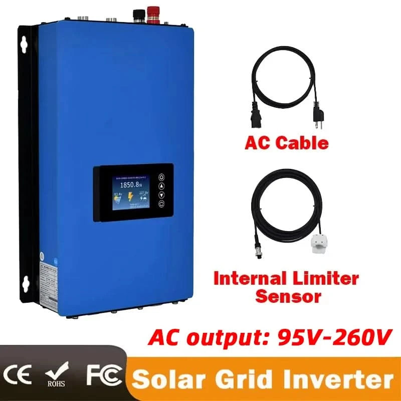Y&H MPPT Solar Grid Tie Inverter 1000W On Grid Inverter with Limiter Sensor for 36V 48V 60V 72V Battery (Optional WiFi)
