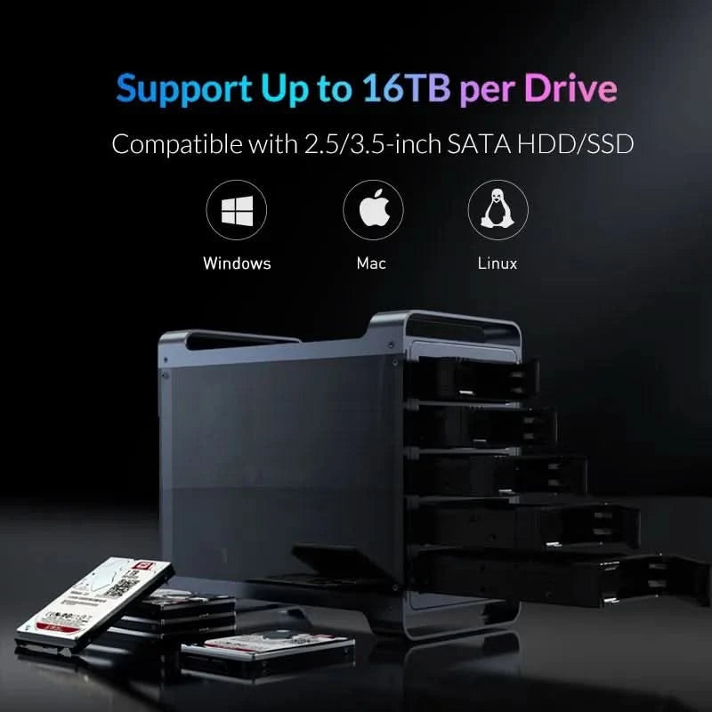 [DF4] Yottamaster 4 Bay RAID External HDD Enclosure 2.5" 3.5" SATA SSD Enclosure with 80mm RGB Silent Fan Support 64TB and RAID