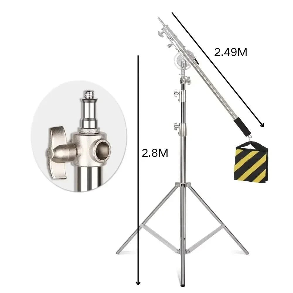 Cross Arm 2.49m Crane Lifting Frame Studio Photo Telescopic Boom Arm Top Light Stand With Sandbag for Speedlite
