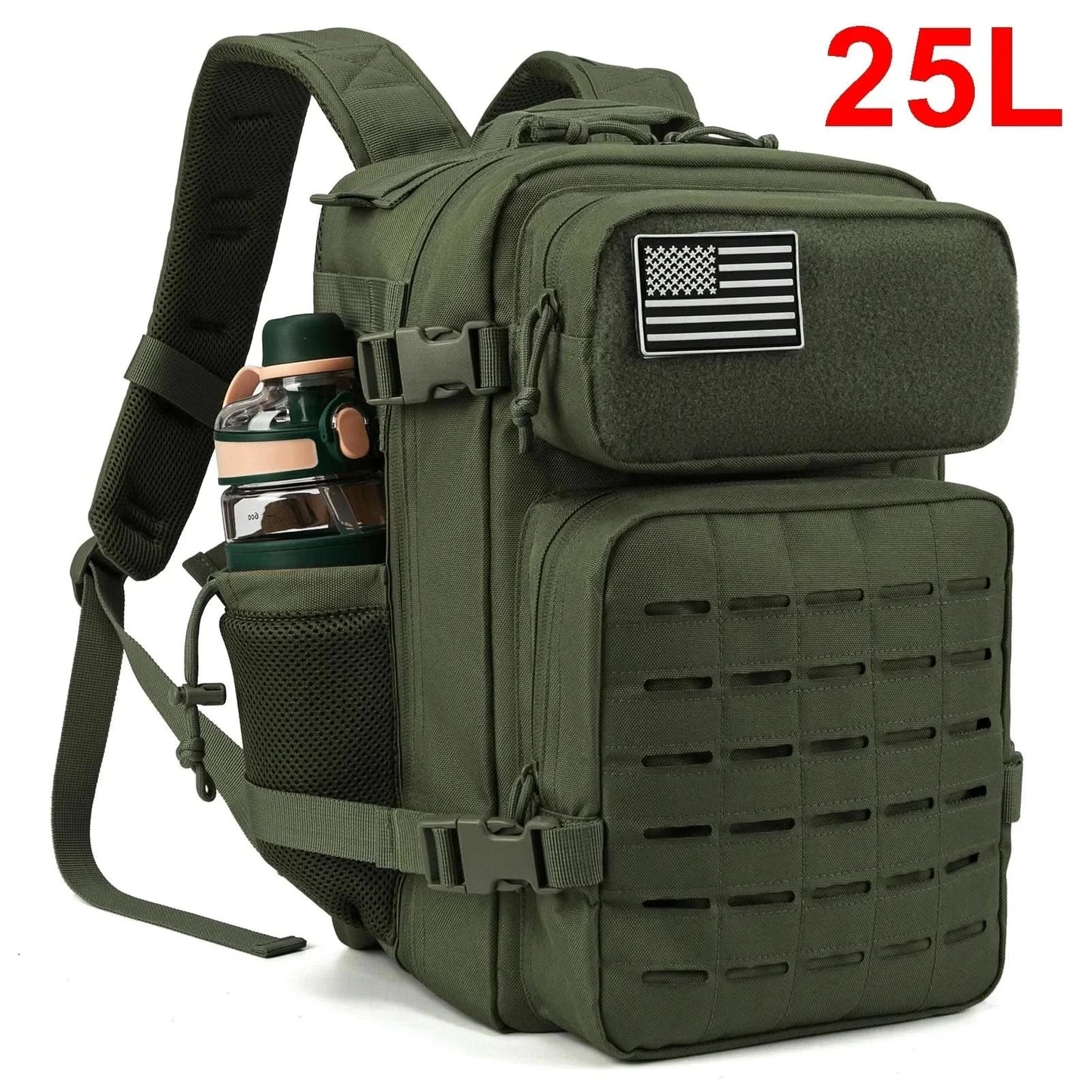 25L Taktischer Rucksack Outdoor Tasche Fitness Rucksack MOLLE Rucksack Damen/Herren Wander-Survival-Rucksack Herren Doppel-Getränkehalter