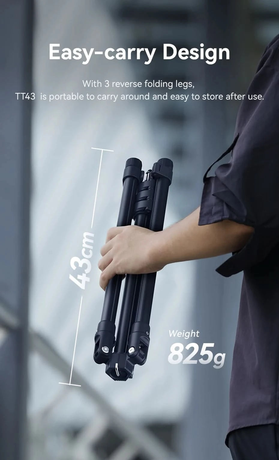 Ulanzi TT43 Reversible Leg Light Stand 1.9m Foldable Portable Light Stand Tripod for Max Load 3kg for DSLR Camera Smartphone