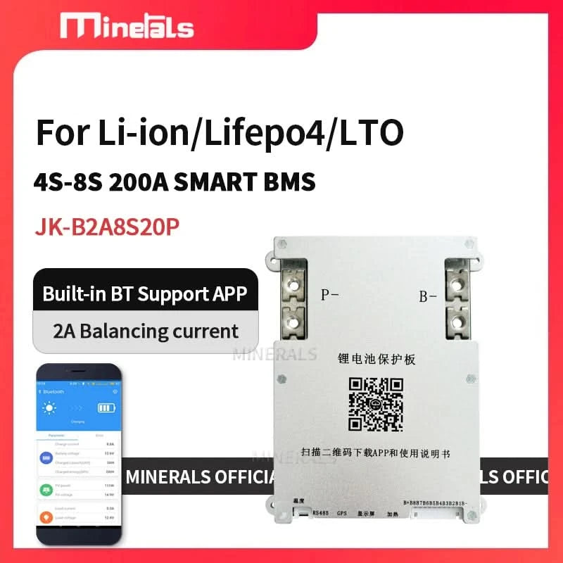 Jikong JK BMS 4S 5S 6S 7S 8S 200A Smart BMS 2A Aktiver Energieausgleich Eingebautes Bluetooth APP Unterstützung LCD 12V 24V 3S BMS
