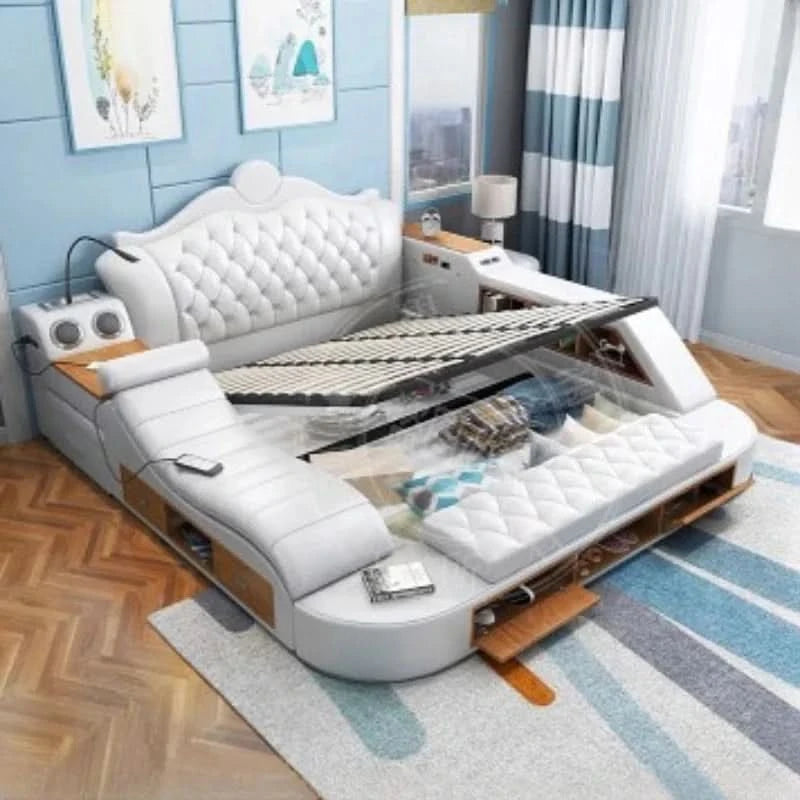 Headboard Storage Double Bed Queen Drawers King Size Smart Bed Luxury Princess Modern Letto Matrimoniale Bedroom Furniture