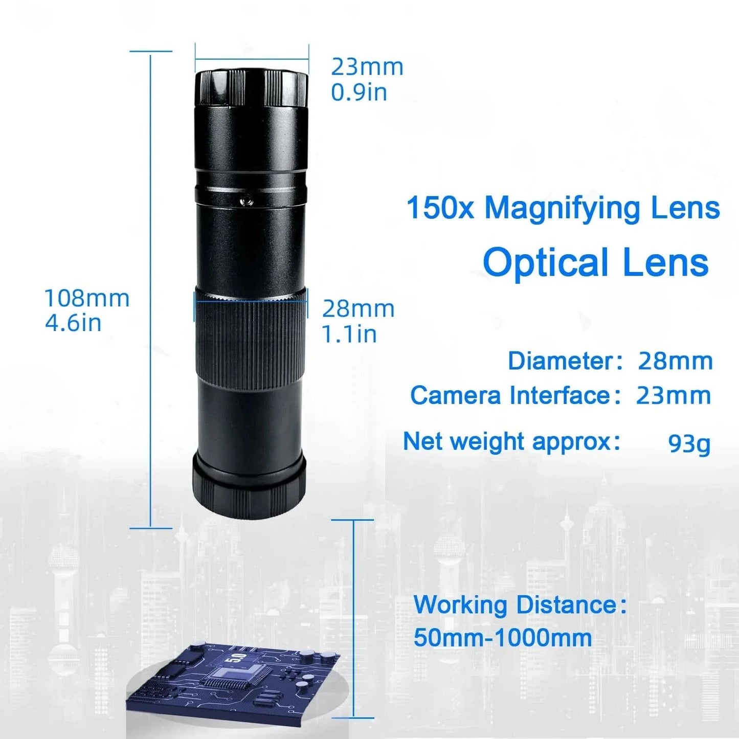 1080P 4K HD Industrial Microscope Digital Camera Via USB-C Measurement  215X/180X/130X C-Mount Lens For PCB Soldering,no base