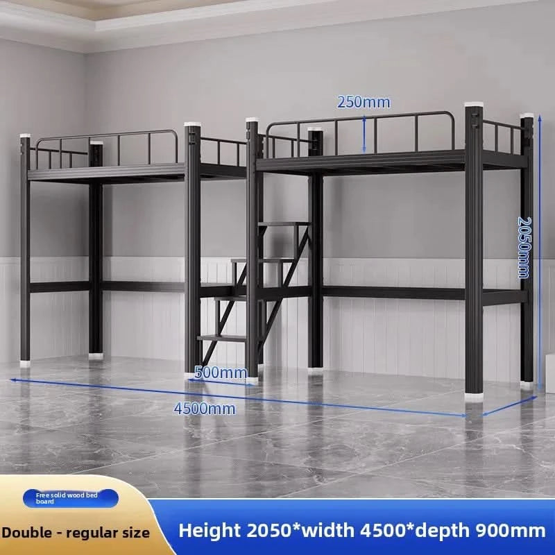 Upper Bed Lower Table Combined Bed College Dormitory Elevated Bed Small Apartment Household Wrought Iron Bed Apartment Bed