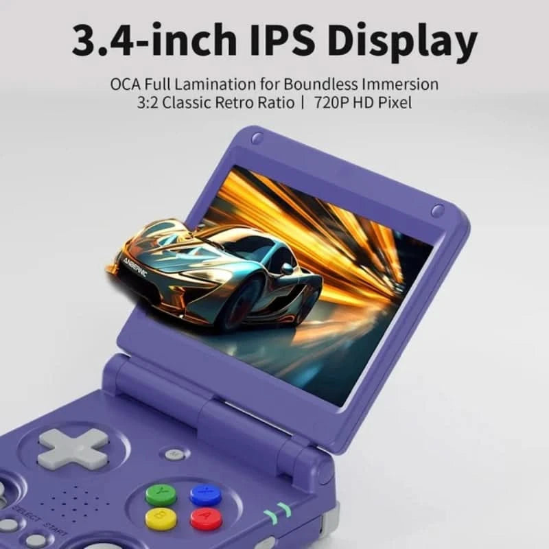 ANBERNIC RG34XXSP Klappkonsole 3,4'' IPS-Bildschirm Linux 64-bit H700 Unterstützt 5G WIFI Videospielkonsolen 256G PSP-Spiele