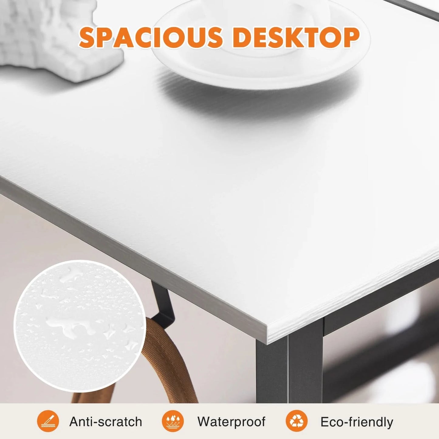 JHK Computertisch Schreibtisch Büro Gaming-Tisch Modern Einfacher Stil Kompakt mit Seitentasche Kopfhörerhaken Leichte Montage