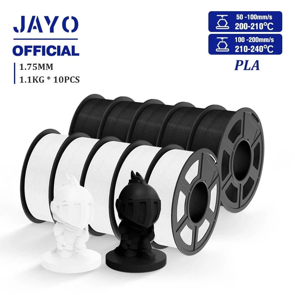JAYO 3D Filament 1.75mm PLA / PLA Plus / PLA Meta/ Seiden-PLA+/PLA Matt 3D-Drucker-Filament 1.1KG Für FDM Multicolor Set 10 Rollen