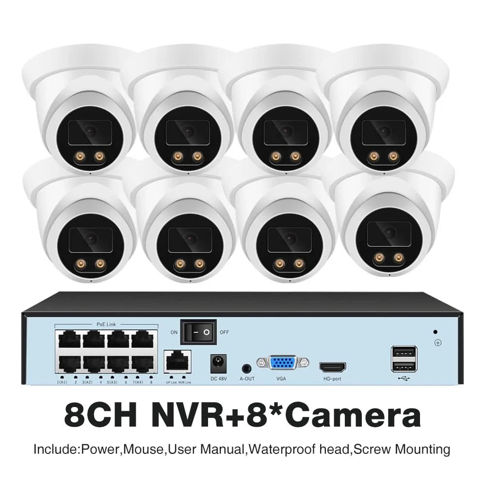 ASECAM Überwachungskamera-System 8MP 4K POE NVR Kit CCTV Audio Außen AI Farb-Nachtsicht Home Videoüberwachungskamera