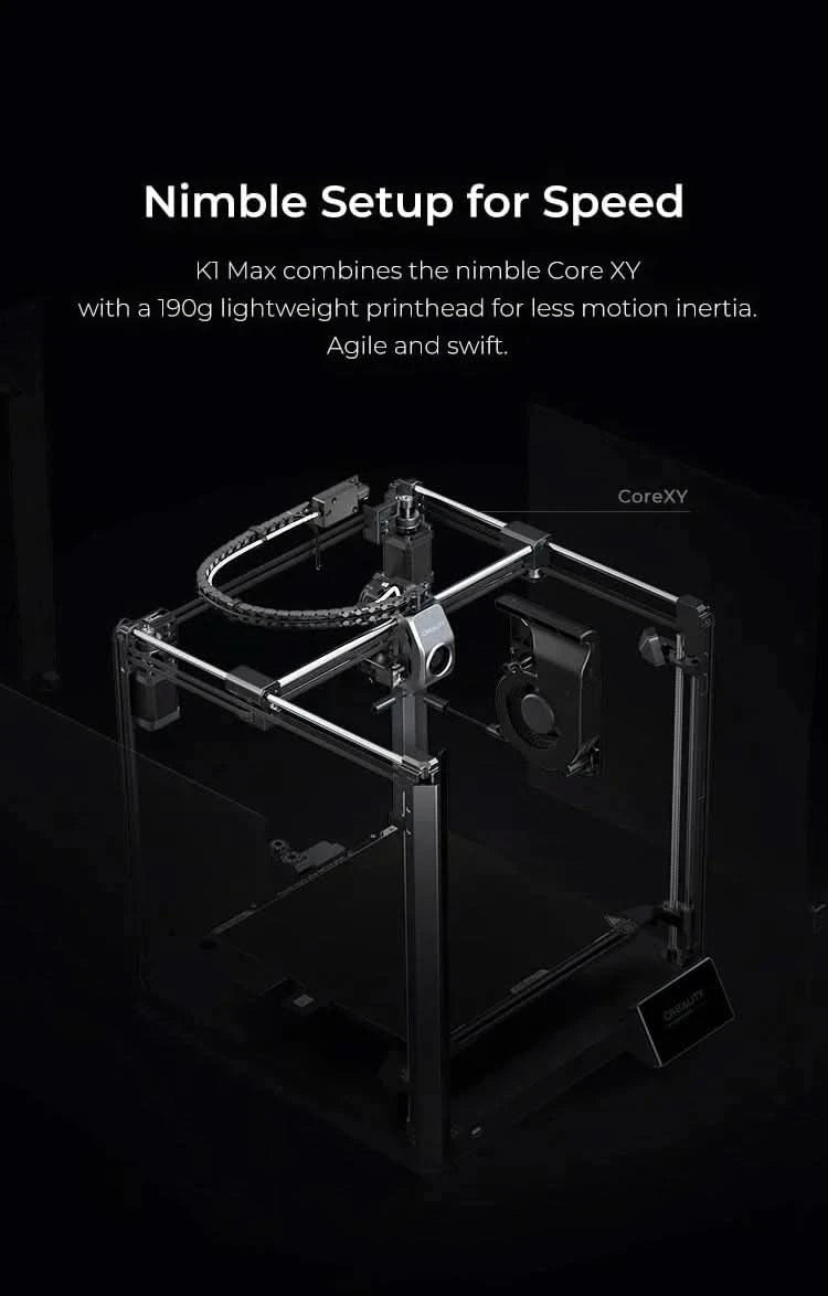 Creality K1/K1MAX/K1C 3D-Drucker mit max. 32MM³/S Durchfluss Hotend, 600MM/S Druckgeschwindigkeit und Dual-Gear Direct Drive Extruder