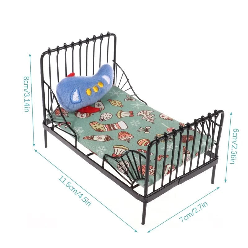 1:12 Dollhouse Mini Single/Double Bed Home Bedroom Furniture Toy Gift Living Room Furniture Model Beautiful Handmade Iron Toy