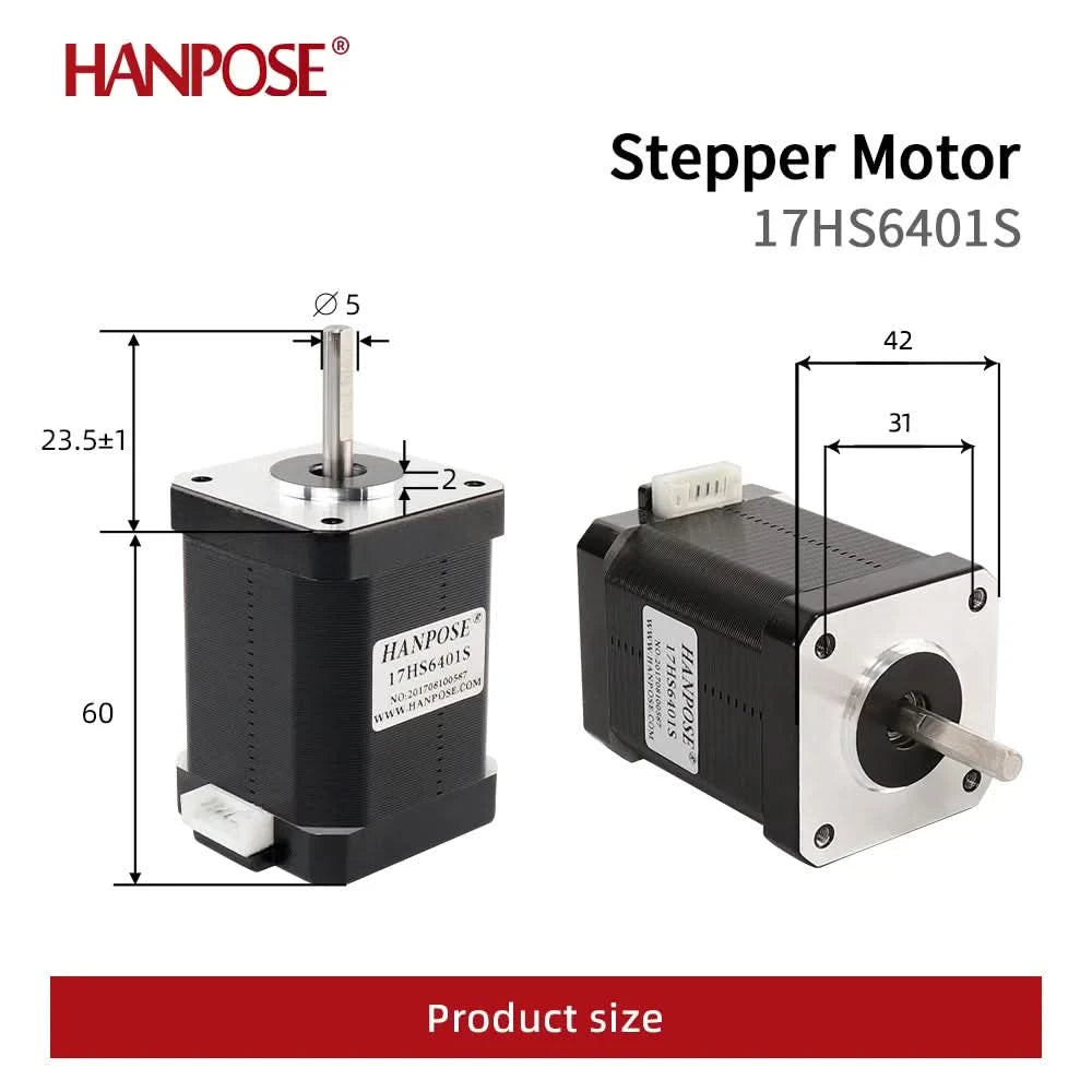 HANPOSE Nema17 Schrittmotor, Drehmoment 78 oz-in (52 N-cm), Strom 1,8 A. Modelle 17HS8401 17HS 2408 17HS3401S 17HS4401S 17HS6401S