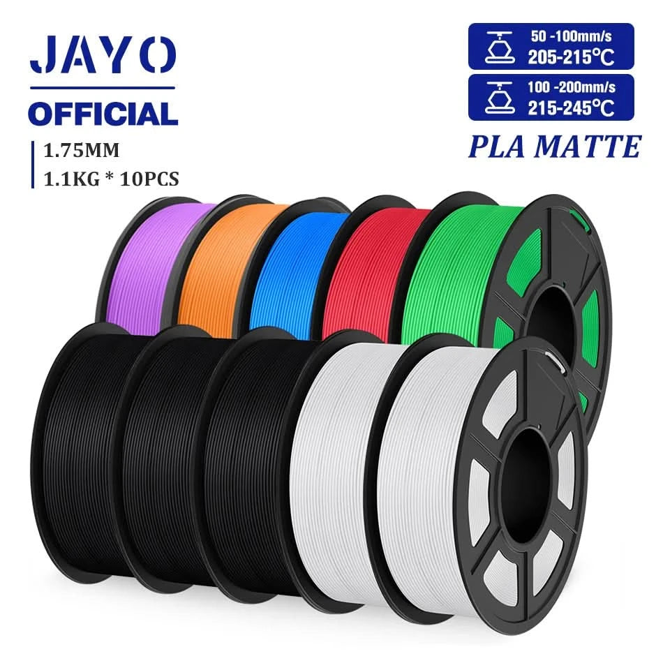JAYO 3D Filament 1.75mm PLA / PLA Plus / PLA Meta/ Seiden-PLA+/PLA Matt 3D-Drucker-Filament 1.1KG Für FDM Multicolor Set 10 Rollen