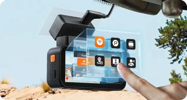 WOLFBOX X5 3-Kanal 4K Dashcam STARVIS 2 IMX678 4K+2.5K Dreifach-Auto-Kamera für vorne, hinten und innen 5.8GHz WiFi Spiegel-Auto-DVR