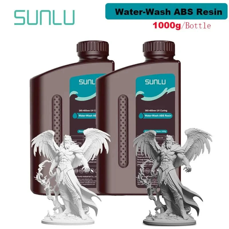 SUNLU 2KG Wasserwaschbares / Wasserwaschbares ABS-Harz Harz 1000G/Flasche 405nm Schnelles UV-härtendes Photopolymerharz für LCD-3D-Druck