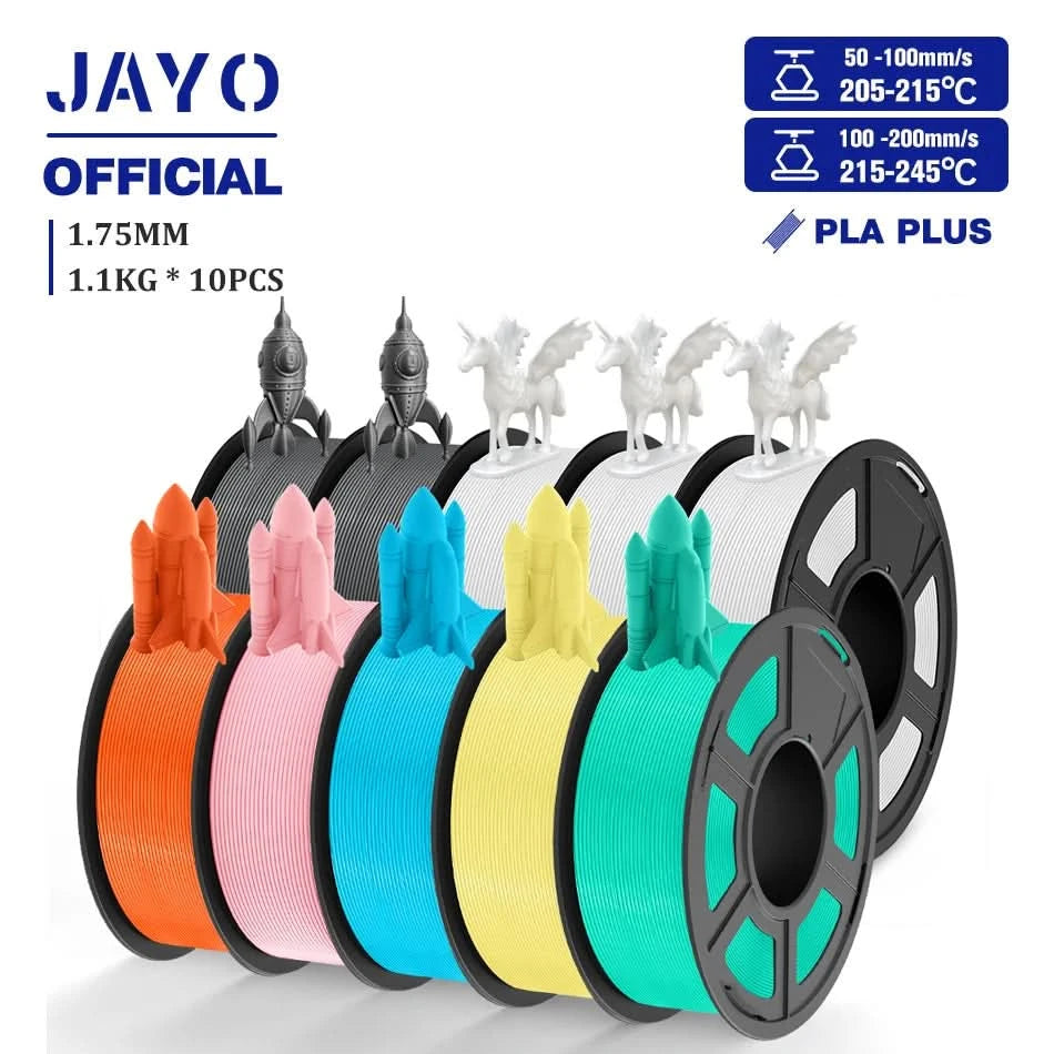 JAYO 3D Filament 1.75mm PLA / PLA Plus / PLA Meta/ Seiden-PLA+/PLA Matt 3D-Drucker-Filament 1.1KG Für FDM Multicolor Set 10 Rollen