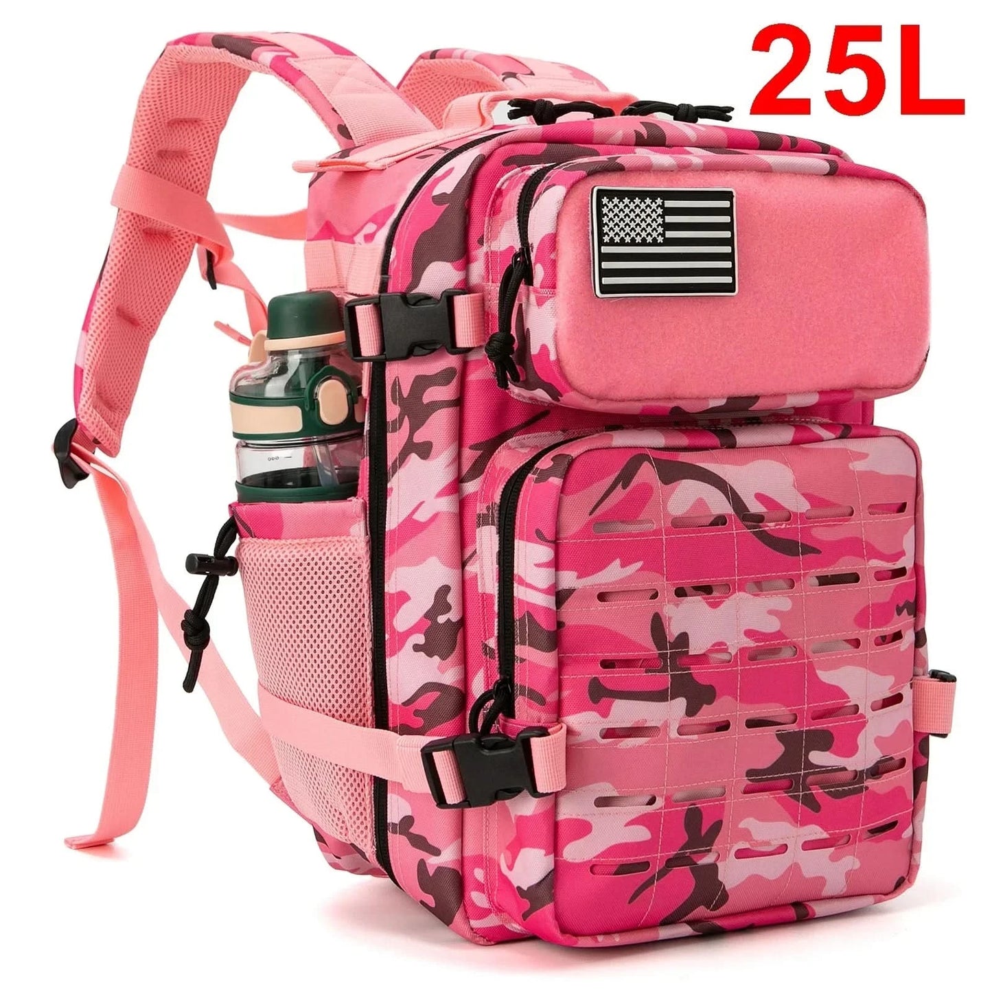 25L Taktischer Rucksack Outdoor Tasche Fitness Rucksack MOLLE Rucksack Damen/Herren Wander-Survival-Rucksack Herren Doppel-Getränkehalter