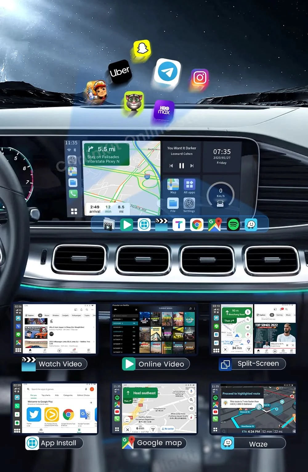 Carlinkit SDM660 Aibox Android 13 USB-A CarPlay Android Auto Wireless Adapter Unterstützt Online-Video Spotify Netflix Bluetooth Wifi