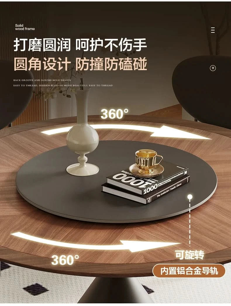 6 People Turntable Dining Table Vintage Legs Metal Design Round Coffee Table House Breakfast Juegos De Comedor Furnitures
