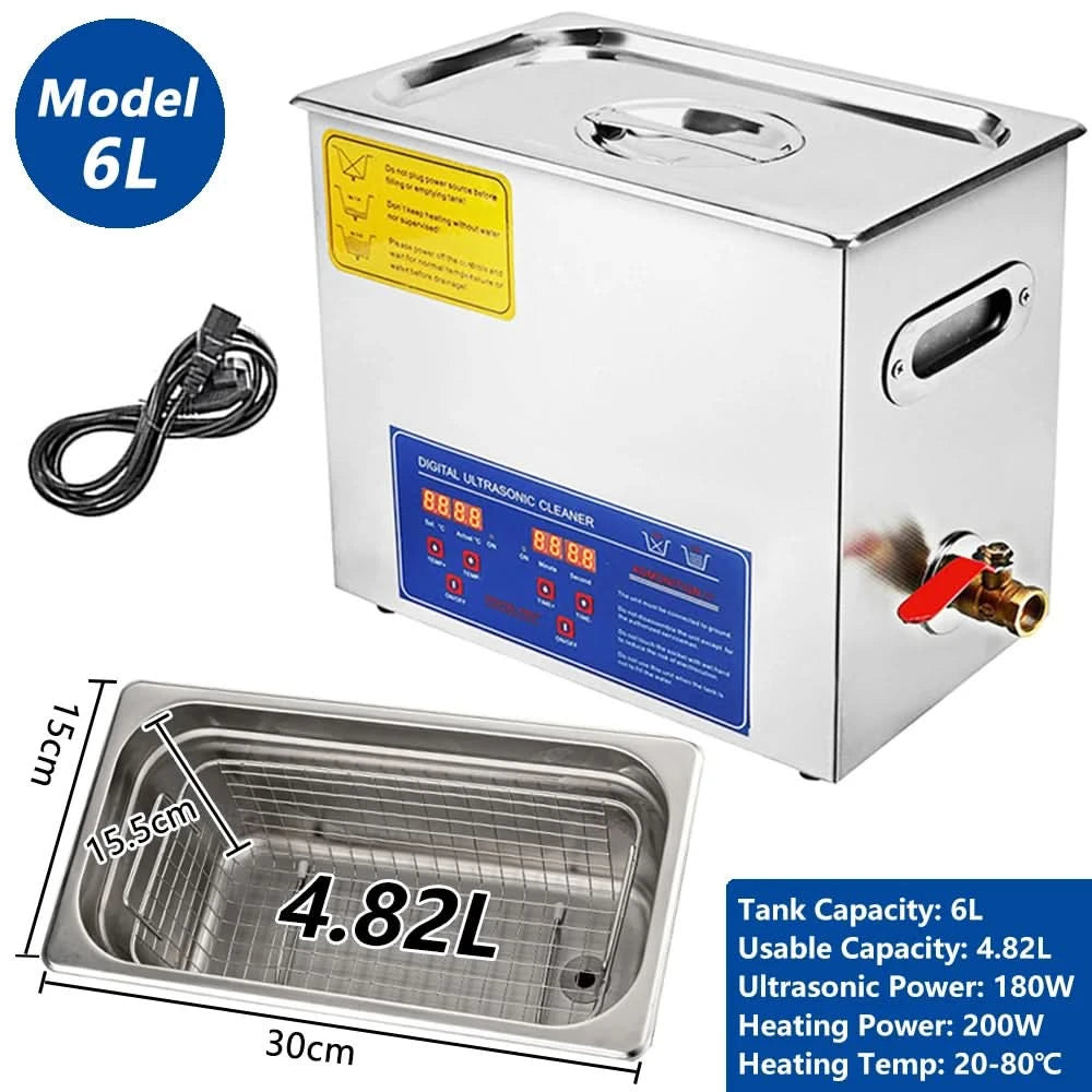 2/3/6/10L/30L Digital Heating Ultrasonic Cleaner 220V 40KHZ Stainless Steel Ultrasound Cleaning Machine Home Appliance