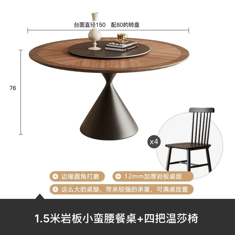 6 People Turntable Dining Table Vintage Legs Metal Design Round Coffee Table House Breakfast Juegos De Comedor Furnitures