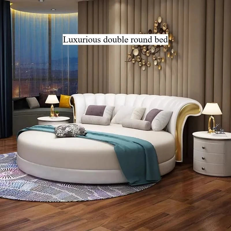 Bedroom Unique Beds Storage Cabinets Nordic Full Size Round Bed Frame Headboard Upholstery Muebles Para El Hogar Furnitures
