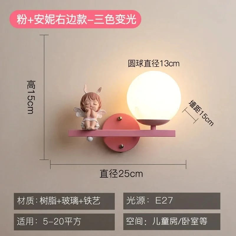 Children's Room Bedside Wall Lamp Girl Boy Wall Art Sconce Creative Cartoon Eye Protection Led Home Decoration Salon Home
