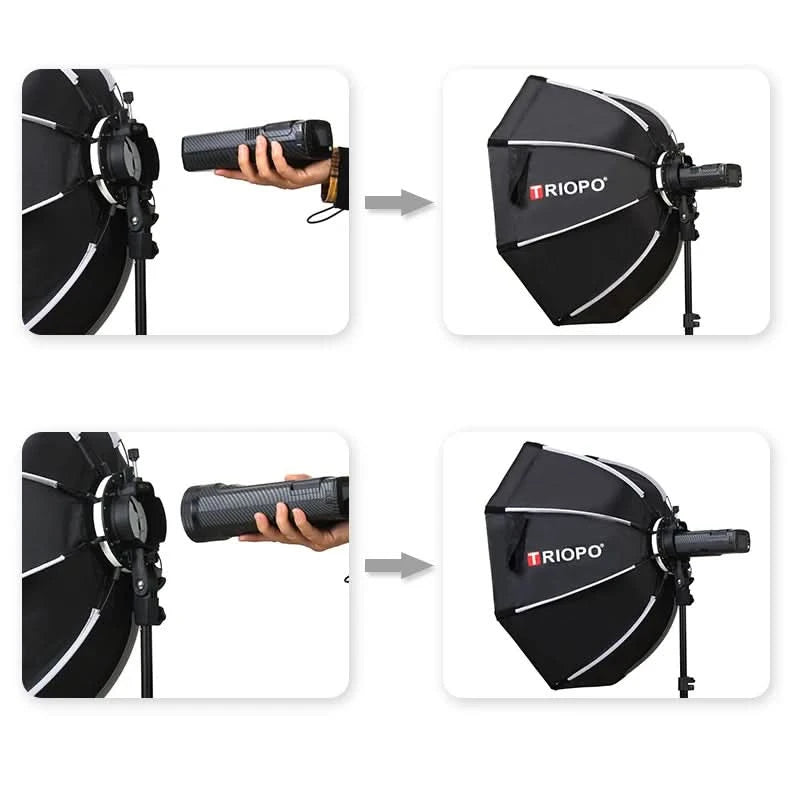 TRIOPO Softbox KX55CM KX 65CM 90CM Octagon Schirm-Leuchtbox für Godox AD200 V1 Speedlite Blitzlicht Fotostudio