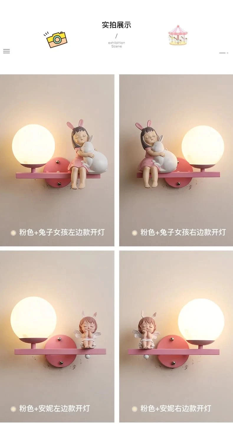 Children's Room Bedside Wall Lamp Girl Boy Wall Art Sconce Creative Cartoon Eye Protection Led Home Decoration Salon Home