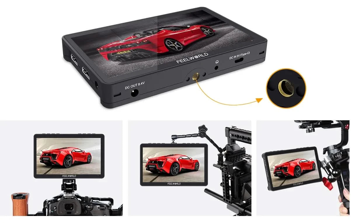 FEELWORLD F5 Pro V4 6 Zoll DSLR-Kamera-Feldmonitor Touchscreen 3D LUT FHD1920 1080 4K HDMI Video Fokusassistent für Gimbal