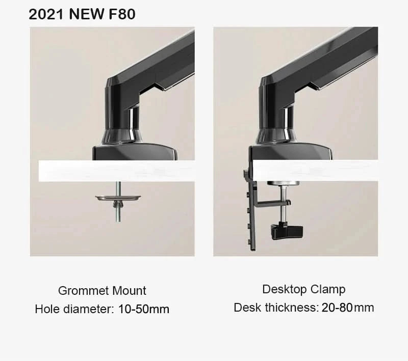 F80 Gas Spring 17-30 inch Desktop LED LCD Monitor Mount Holder Arm Ergonomic Gas Strut Flexi Mount Load 2~9kgs