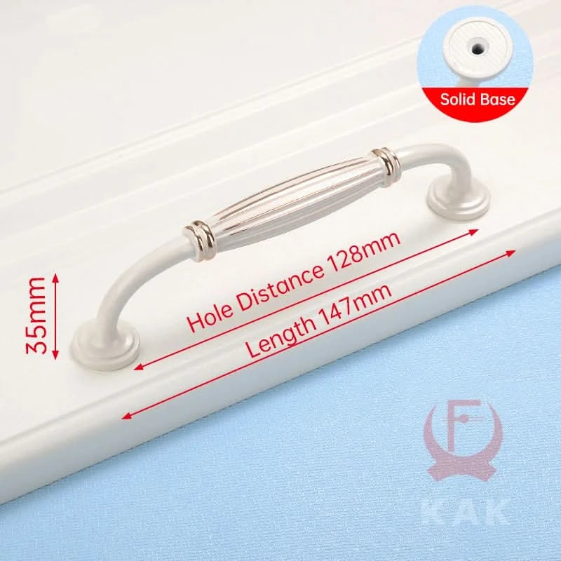 KAK Zinc Aolly Ivory White Cabinet Handles Kitchen Cupboard Door Pulls Drawer Knobs European Fashion Furniture Handle Hardware