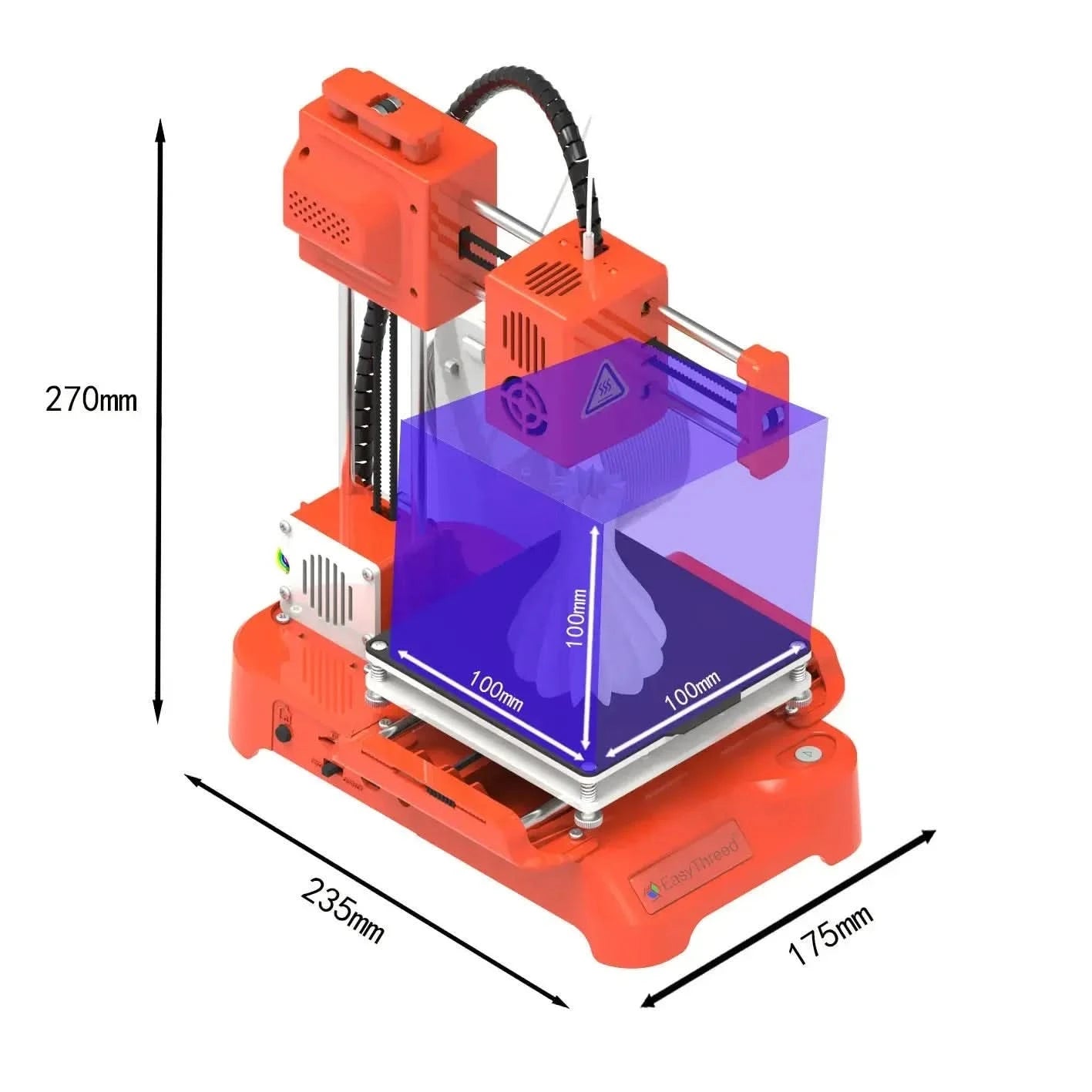 EasyThreed K7 3D Mini Drucker 100x100x100mm, unbeheiztes Druckbett, One-Key-Druck mit TF-Karte, PLA-Filament, einfacher kleiner Drucker