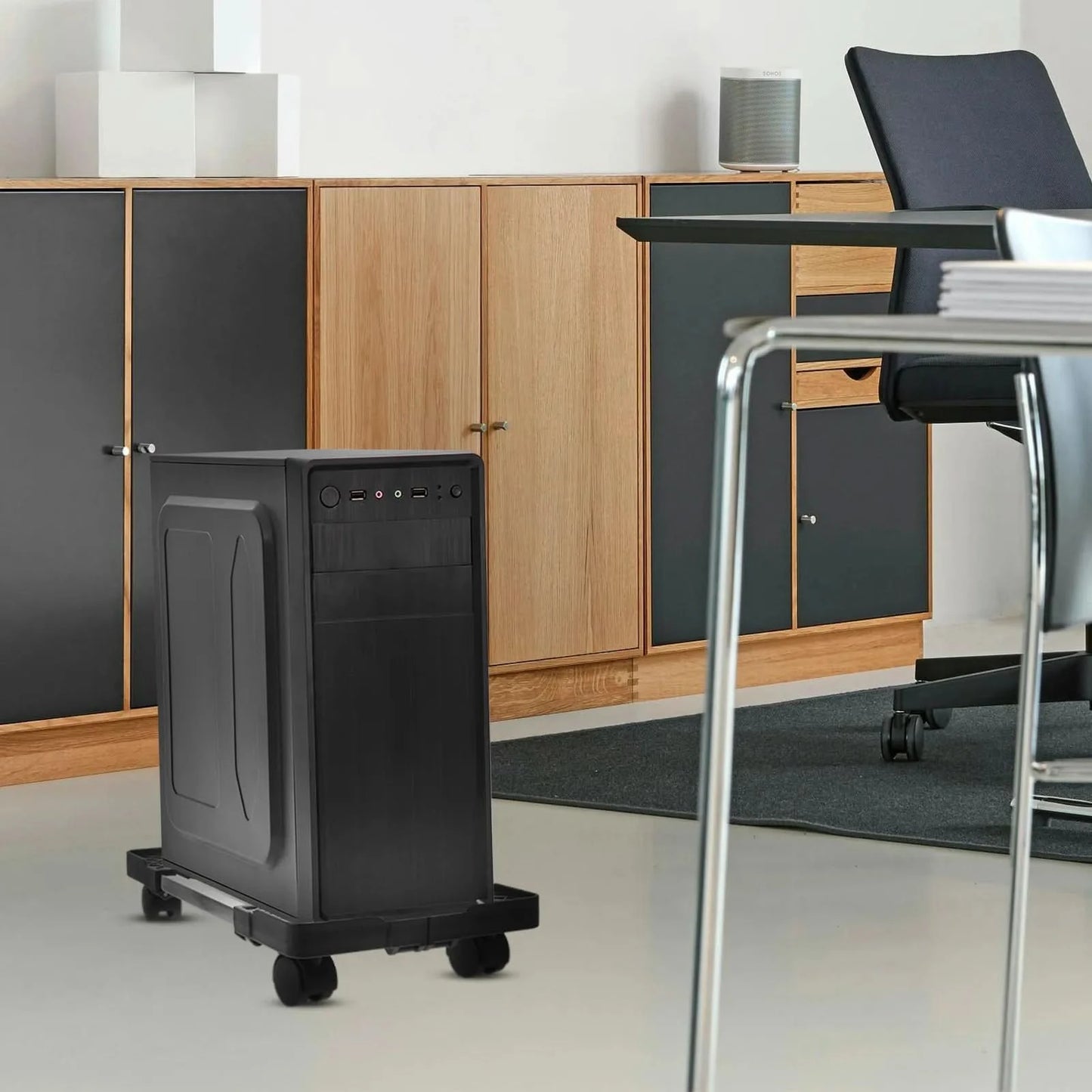 Pc Stand for Desktop Tower Computer with 4 Smooth Casters Movable Under Desk Floor Use Strong Stable Structure Polished Edges
