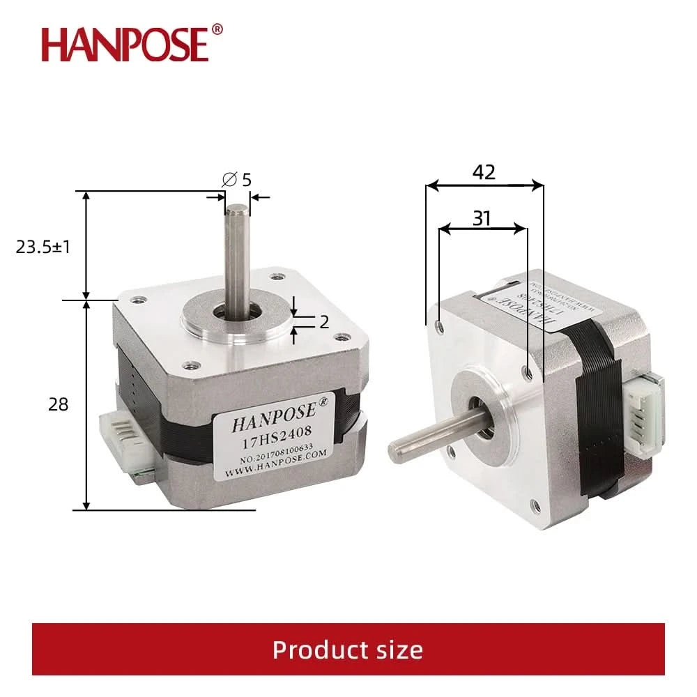 HANPOSE Nema17 Schrittmotor, Drehmoment 78 oz-in (52 N-cm), Strom 1,8 A. Modelle 17HS8401 17HS 2408 17HS3401S 17HS4401S 17HS6401S